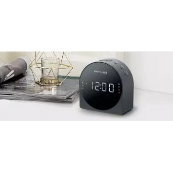 Modinātājradio Muse M-185 CR — FM/MW, 0,9 collu LED displejs, AC 230V ar AAA bateriju rezerves barošanu, melns