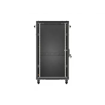 19 collu statīva skapis LANBERG 22U 600x1000 mm, melns, stikla priekšējās un aizmugurējās durvis