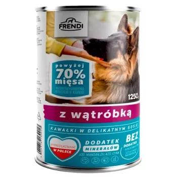Mitrā suņu barība Frendi — aknu gabaliņi maigā mērcē, 1,25 kg paciņa