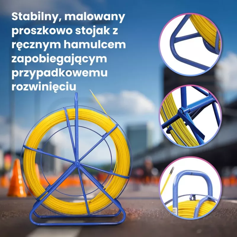 Extralink Rodder 3.8mm 75m | Kabeļu vilkšanas stiekls | Stikla šķiedras FRP, diametrs 3.8 mm, garums 75 m, dzeltens
