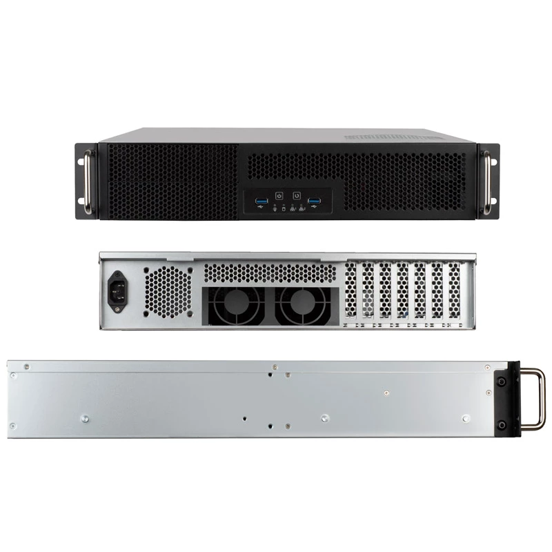 SilverStone RM23-502 Rackmount Server Chassis, ATX, USB 3.0 - 2U - Melns