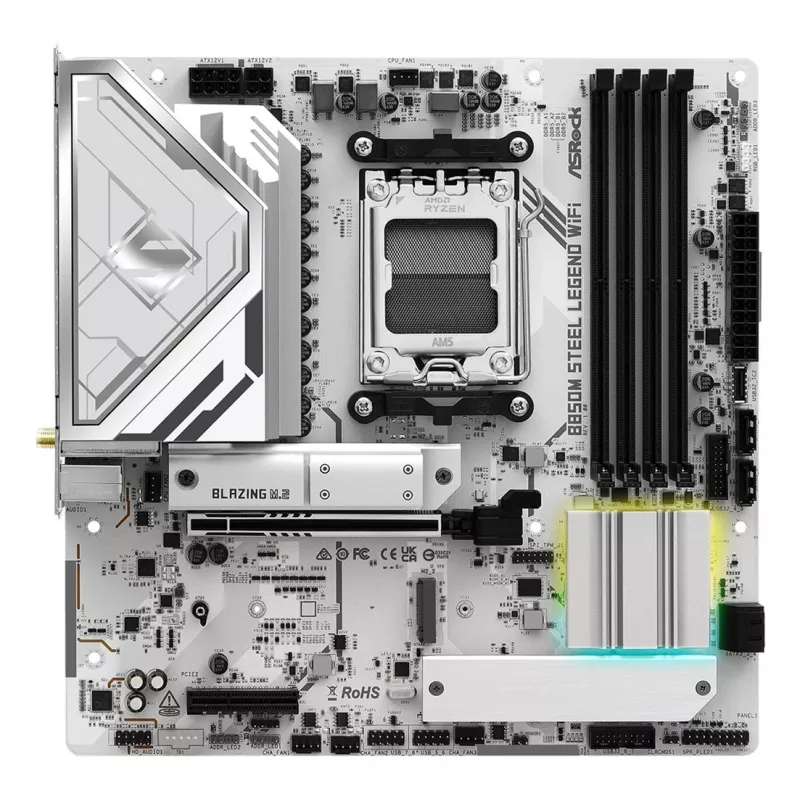 Mātesplate ASRock B850M Steel Legend WiFi — AMD B850, Socket AM5, microATX, DDR5, 4 DIMM, Wi‑Fi 7, 2.5Gb LAN