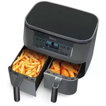 Ninja DZ300EU divu zonu karstā gaisa fritieris, 7,6 l (2 x 3,8 l), 2400 W, 240 °C, pelēks