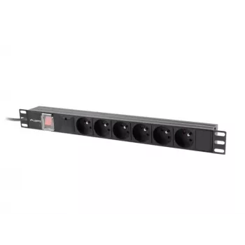 Rack PDU LANBERG PDU-06E-0200-IEC-BK 1U 10A 6x PL elektrības sadales bloks