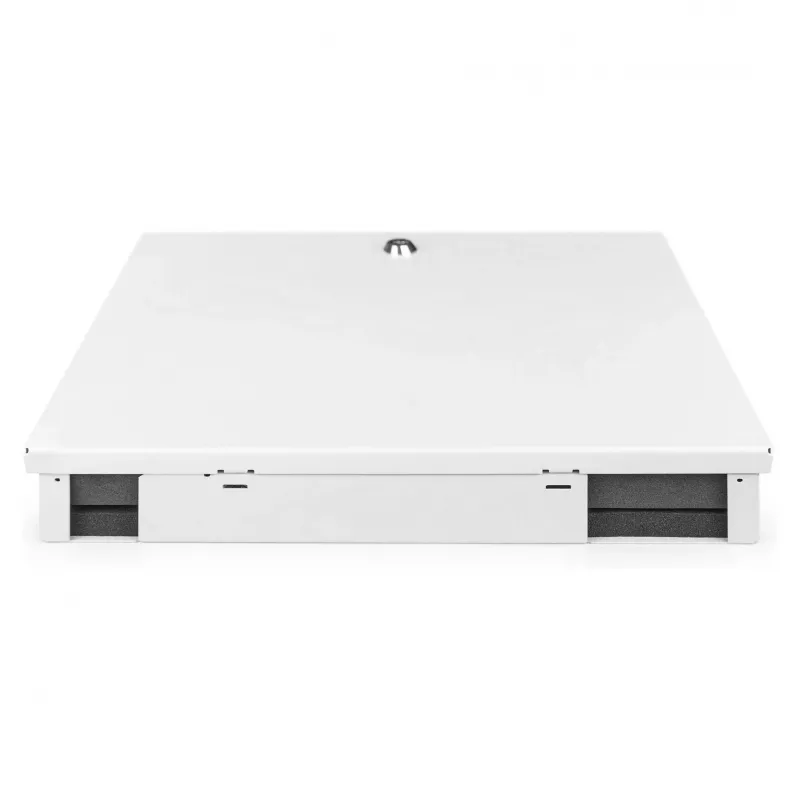 Optiskās šķiedras pie sienas stiprināms korpuss DIGITUS DN-96843M-OS2, vienmoda, samontēts, 24×LC DX adapteri ar pigteilēm, tērauds, pelēks, 320×54×280 mm