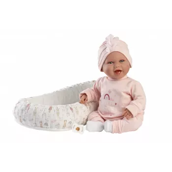 Bērnu lelle Llorens Mimi Baby 42 cm — reālistiska seja, smejas, mīksts ķermenis