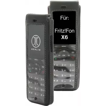 Ādas jostas soma jt berlin ierīcei AVM FRITZ!Fon X6 – melna