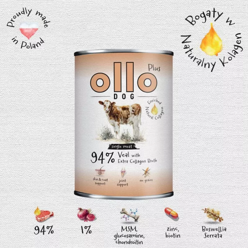 Ollo Plus Kolagen Cielęcina 400g puszka suņiem