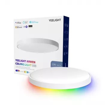Griestu gaismeklis Yeelight Arwen 550S — 50W LED, 3500 lm, RGB, regulējams, 55.5 cm diametrs, IP50, Wi‑Fi/Bluetooth, CRI 95