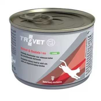 Mitrā kaķu barība TROVET Renal & Oxalate RID Lamb 200 g, veterinārā diēta pieaugušiem kaķiem, 200 g bundžiņa