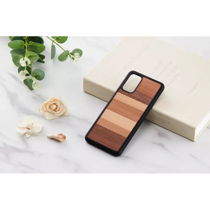 Aizsargājošs telefona maciņš no koka Samsung Galaxy S20+ — melns