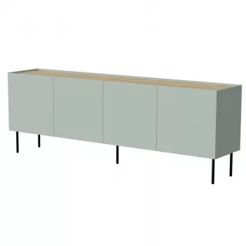 Kumode cama meble FELLINI 2000×400×700 mm, olīvkrāsā ar eļļotu ozola virsmu, MDF korpuss
