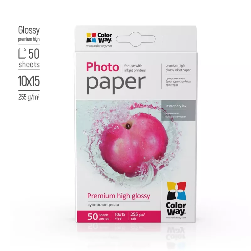 Fotopapīrs ColorWay PSG2550504R glancēts 255 g/m² 10x15 cm 50 loksnes