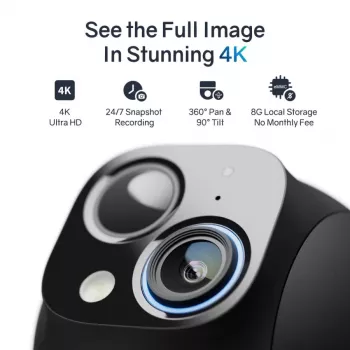 Safemo ST1 SolarCam 4K UHD video, 8x tālummaiņa, 132° skats, nakts redzamība, Wi-Fi 2,4 GHz, 3W saules, balts