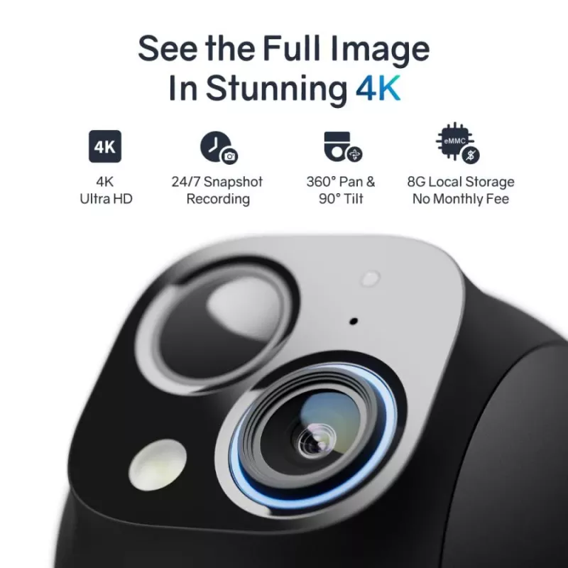 Safemo ST1 SolarCam 4K UHD video, 8x tālummaiņa, 132° skats, nakts redzamība, Wi-Fi 2,4 GHz, 3W saules, balts