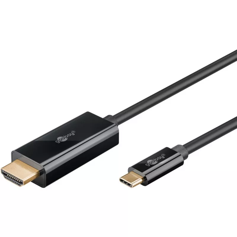 Goobay USB-C uz HDMI kabelis 4K 60 Hz 1 m melns - -Spraudnis> HDMI (75696)