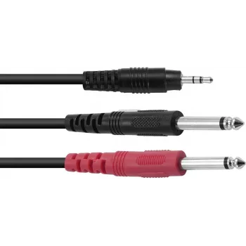 Audio adaptera kabelis Omnitronic 3,5 mm uz 2×3,5 mm, ECO sērija, 3 m