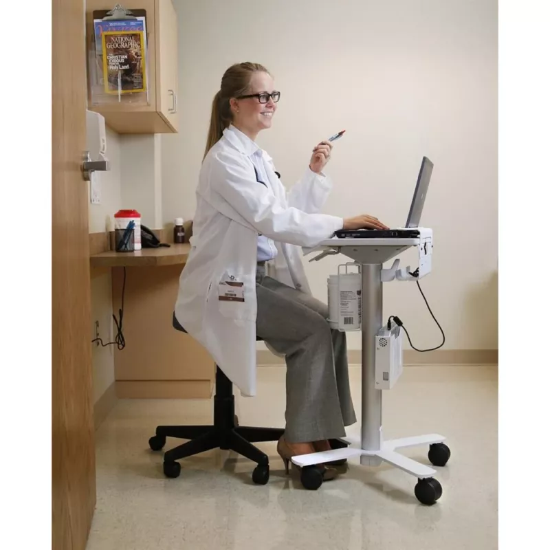 Ergotron StyleView klēpjdatora ratiņi, SV10 - ratiņi piezīmjdatoram - medicīniski - metāls - balts, alumīnijs - ekrāna izmērs: līdz 43,2 cm (līdz 43,20cm (17)) (SV10-1100-0)