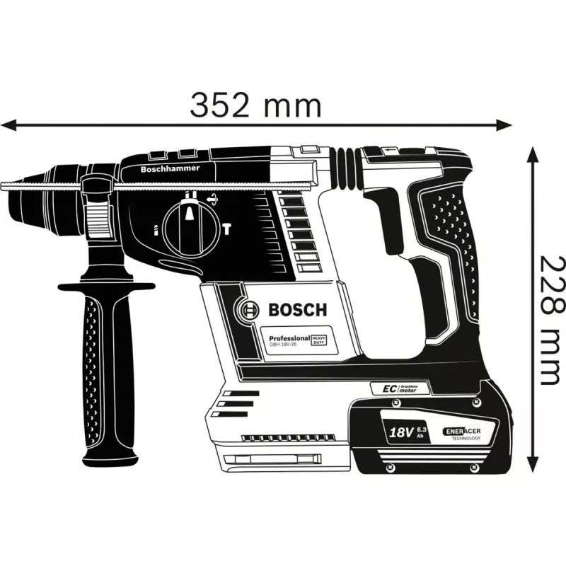 BOSCH. SDS+ Āmurs Gbh 18V-26 Solo 2,6 J