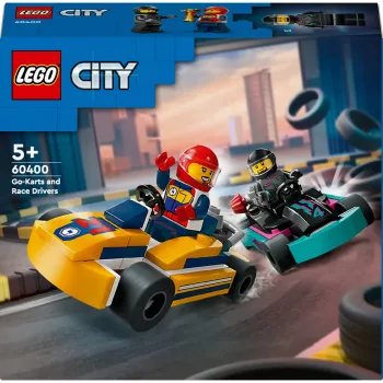 Konstrukciju rotaļlieta LEGO 60400 City Go-Karts with Racers – spēles komplekts ar miniatūrfigūrām un transportlīdzekļiem