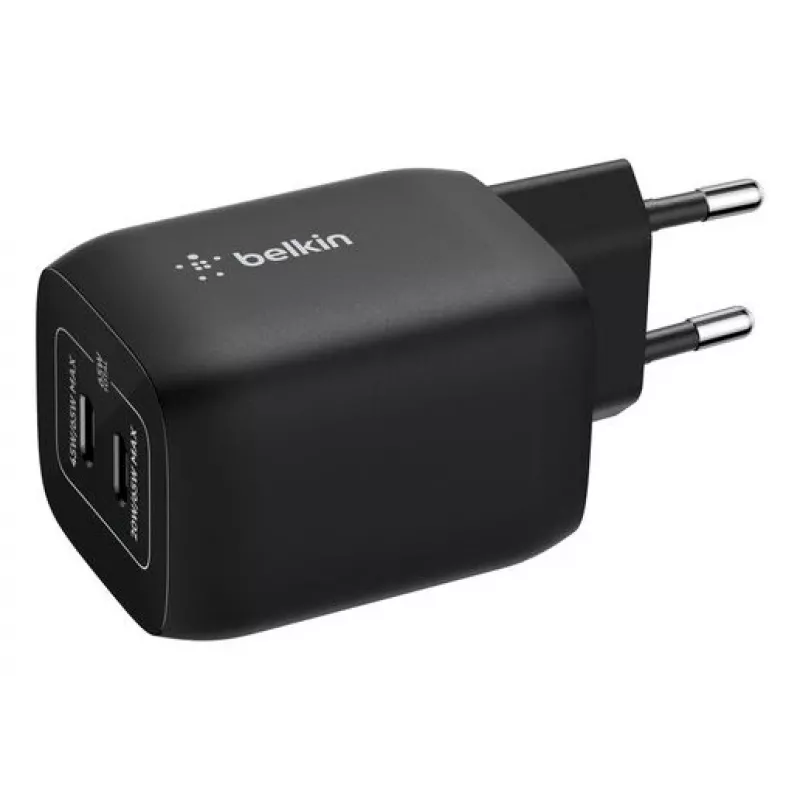 USB-C dubultlādētājs Belkin ENA007KQBK 65 W — Divu USB-C PD uzlāde klēpjdatoriem un mobilajām ierīcēm