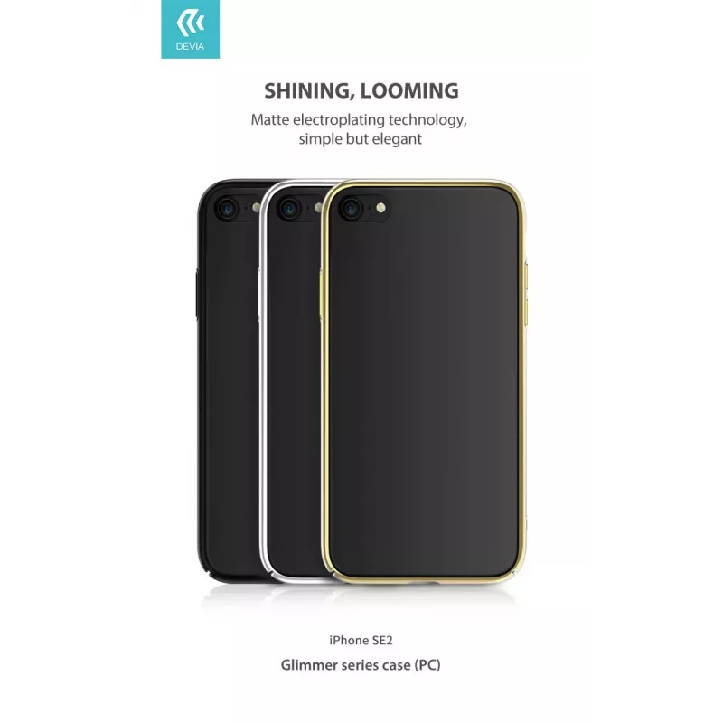 Aizsargājošs tālruņa maciņš Devia Glimmer sērija iPhone SE2, zelta, ciets PC aizmugurējais vāciņš