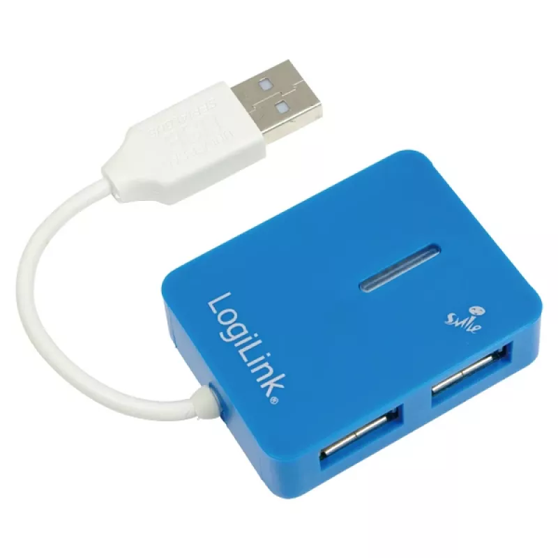 LogiLink USB 2.0 4 portu centrmezgls - Zils - Windows 98SE/ME/200/XP/Vista/2003/7 (UA0136)