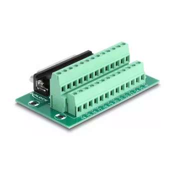 DeLOCK D-Sub 25 kontaktu ligzda uz spaiļu bloku DIN sliedei 51mm x 86mm x 30mm