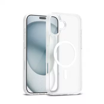Crong hibrīda matēts magnētiskais MagSafe futrālis iPhone 17 — caurspīdīgi balts, PC+TPU