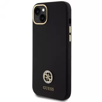 GUESS | GUHCP15M4DGPK | Aizmugurējais vāciņš | Apple | iPhone 15 Plus/14 Plus | TPU, Silikons, Mikrošķiedra | Melns