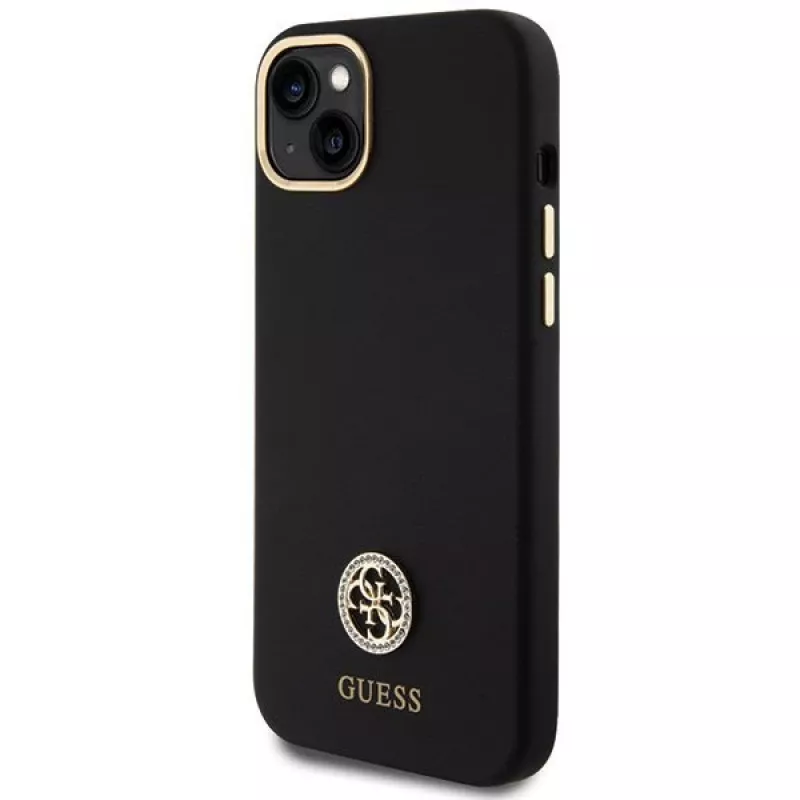 GUESS | GUHCP15M4DGPK | Aizmugurējais vāciņš | Apple | iPhone 15 Plus/14 Plus | TPU, Silikons, Mikrošķiedra | Melns