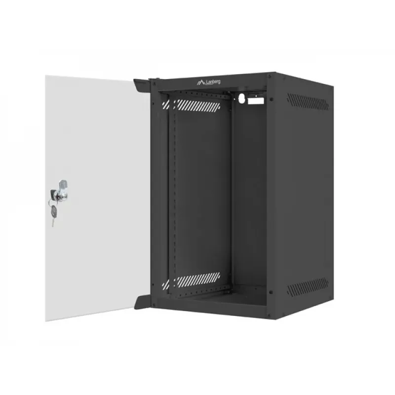 Sienas stiprinājuma statīvs LANBERG WF10-2309-10B 9U, 469×280×310 mm, 10 collu dziļums, melns, IP20