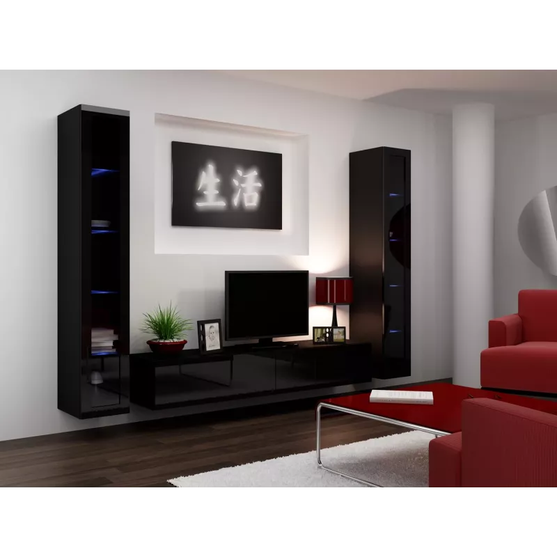 Cama Vitrīna VIGO '180' 180/40/30 melns/melns glancēts