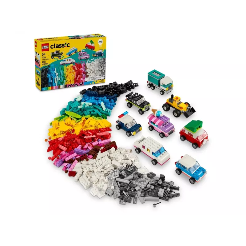 LEGO Classic Creative Vehicles Colourful Model Cars Kit Featuring a Police Car Toy & 11023 Classic zaļa Baseplate Square 32x32 Stud Building Grass