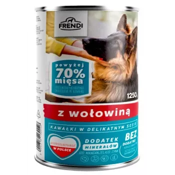 Mitrā suņu barība Frendi ar liellopu gaļas gabaliņiem maigā mērcē 1250 g