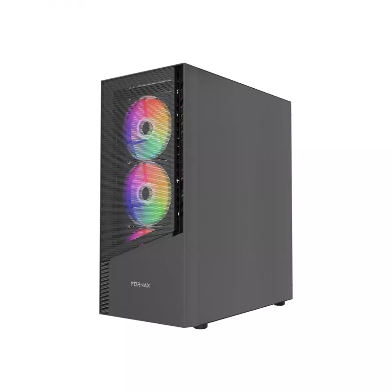 PC Case GEMBIRD Fornax 4300 Midi Tower ATX, rūdīts stikls, 2x3.5 collu nodalījumi, 3x2.5 collu nodalījumi, ARGB ventilatoru atbalsts, USB 3.2 Gen1