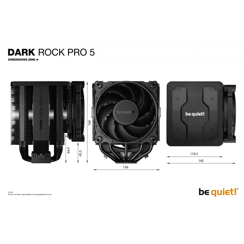 be quiet Dark Rock Pro 5 Procesora gaisa dzesētājs 120/135 mm Melns 1 gab.
