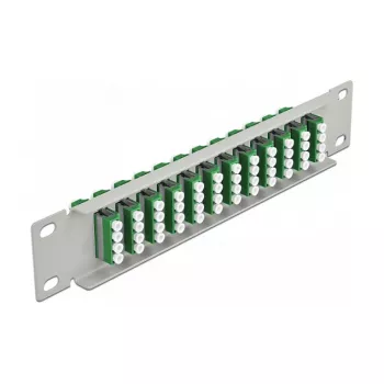 Fiber Optic Patch Panel DeLOCK 10 inch 12 Port LC Quad Zaļš 1U Pelēks
