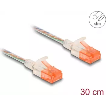 tīkla kabelis DeLOCK RJ45 Cat.6A U/UTP plāns 0.3m Transparent