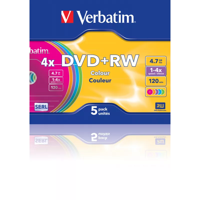 VERBATIM 43297 Verbatim DVD+RW plānā juveliera kastīte 5 4.7GB 4x Krāsa