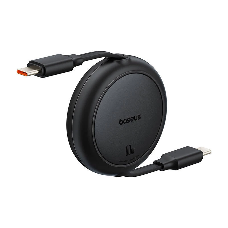 Baseus Free2Pull Mini USB-C uz USB-C USB kabelis, 60 W, 1, (melns)