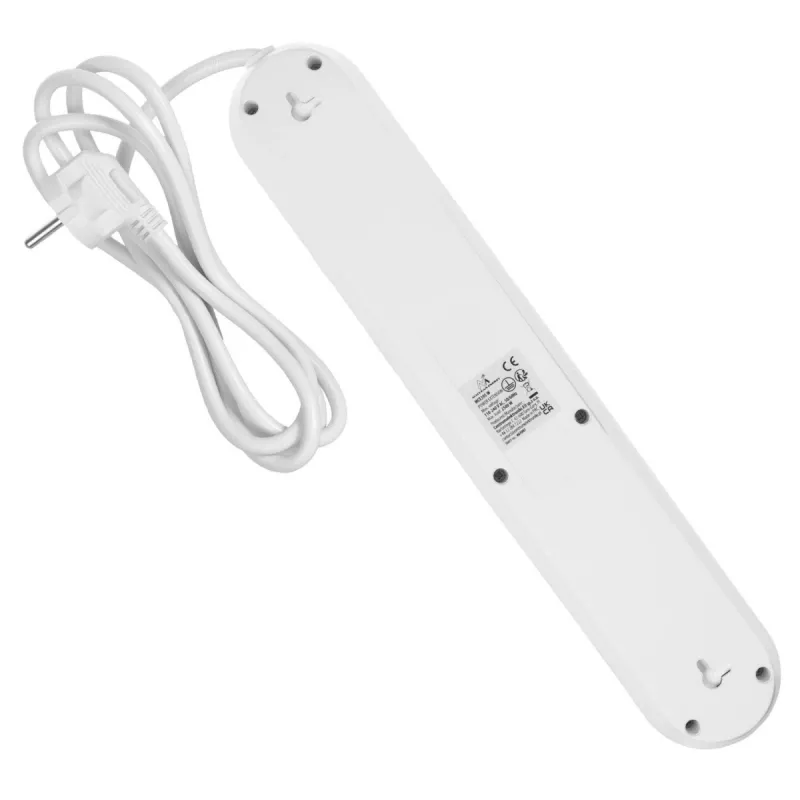 Strāvas sadalītājs MACLEAN MCE395 W — 5 rozetes, 3× USB A, 110–240 V maiņstrāva, 2.1 A USB, maks. 2500 W, balts, 1,5 m kabelis