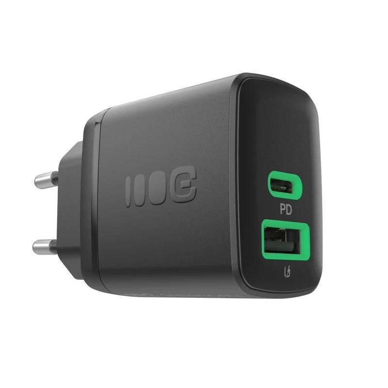Lādētājs zaļa Cell PowerSource Duo30 – 1× USB-A, 1× USB-C, 3A