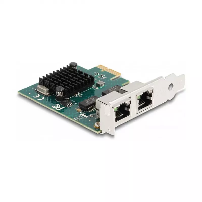 DeLOCK PCI Express x1 karte 2 x RJ45 Gigabit LAN BCM pelēka