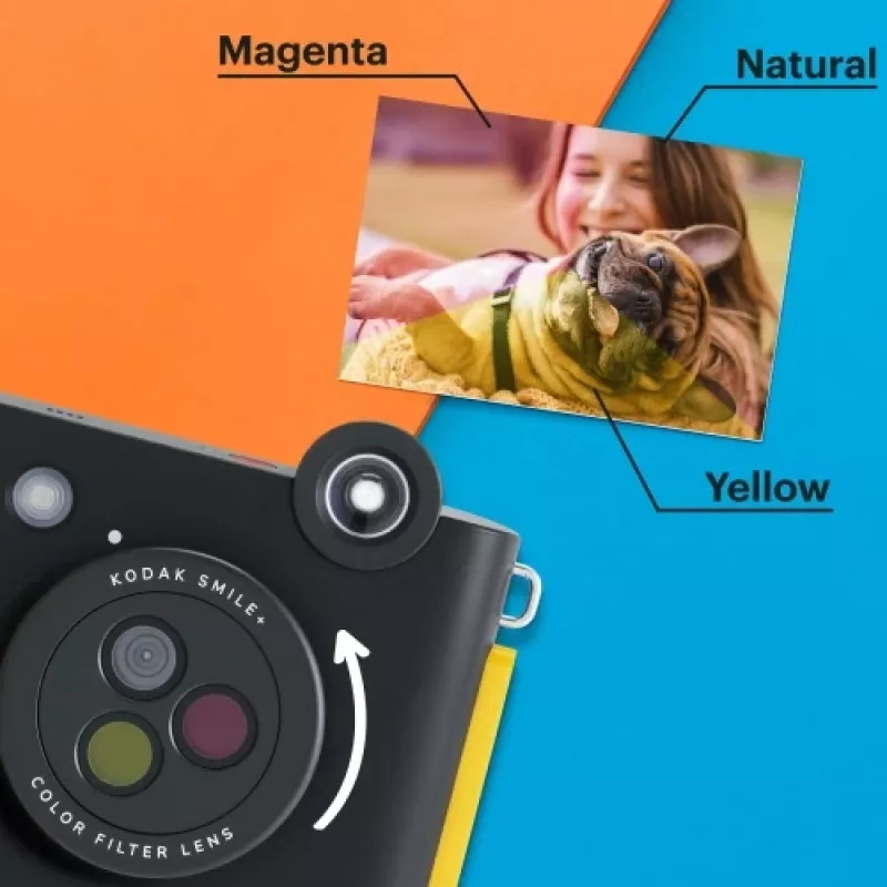 Momentfoto kamera Kodak SMILE+ 2x3 Melns — pārnēsājama momentfoto kamera ar 2×3 izdrukām