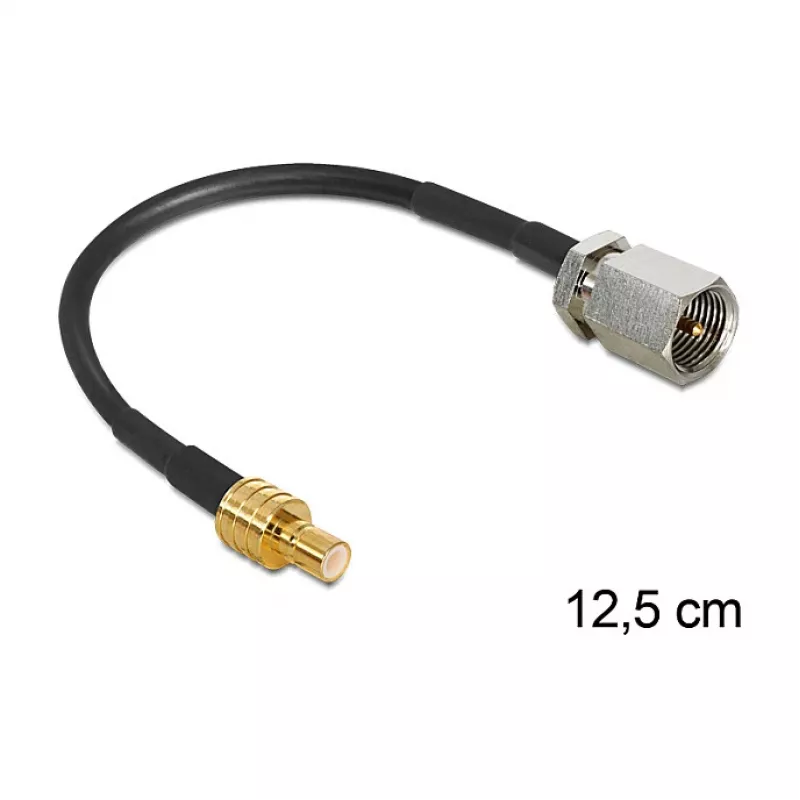 Koaksiālais kabelis DeLOCK 88473 0,125 m FME SMB zelts melns