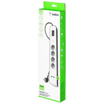 Pārsprieguma aizsargs Belkin BSV401CA2M melns balts 4 maiņstrāvas rozetes 2 m