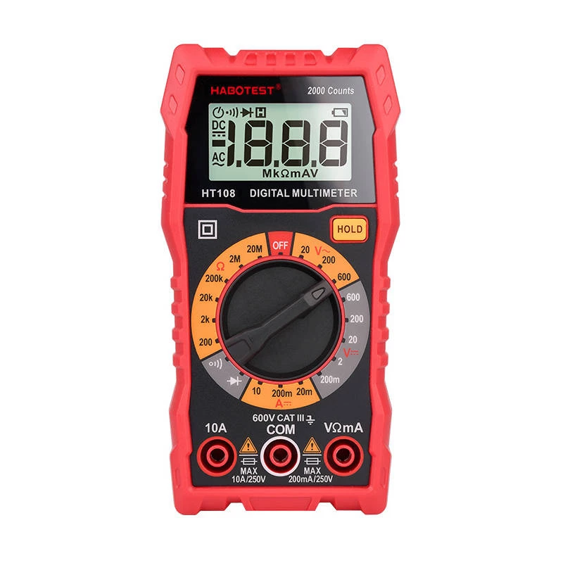 Multimetrs Habotest HT108L — līdzstrāva līdz 600 V, maiņstrāva līdz 600 V, 10 A diapazons