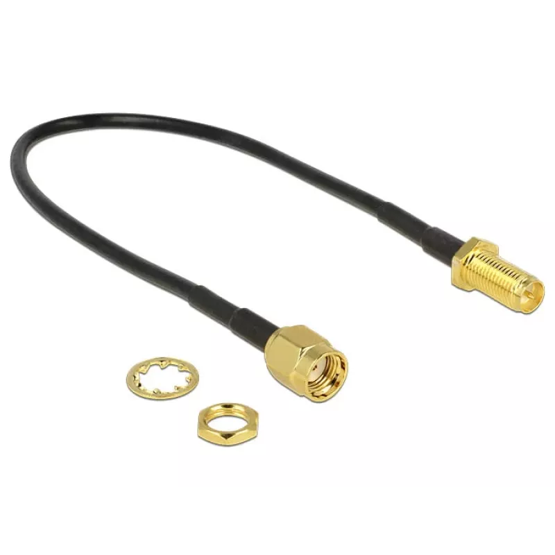 Koaksiālais kabelis DeLOCK 88876 RP-SMA standarta 0,2 m melns