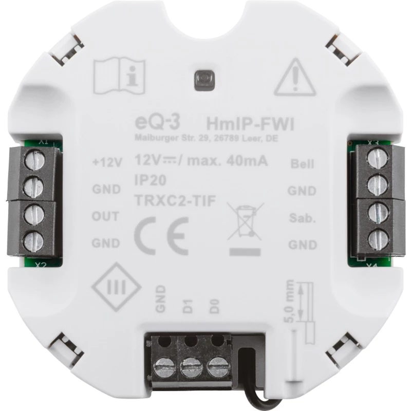 Homematic IP HMIP-FWI viedās mājas uztvērējs 868 MHz vadu, balts
